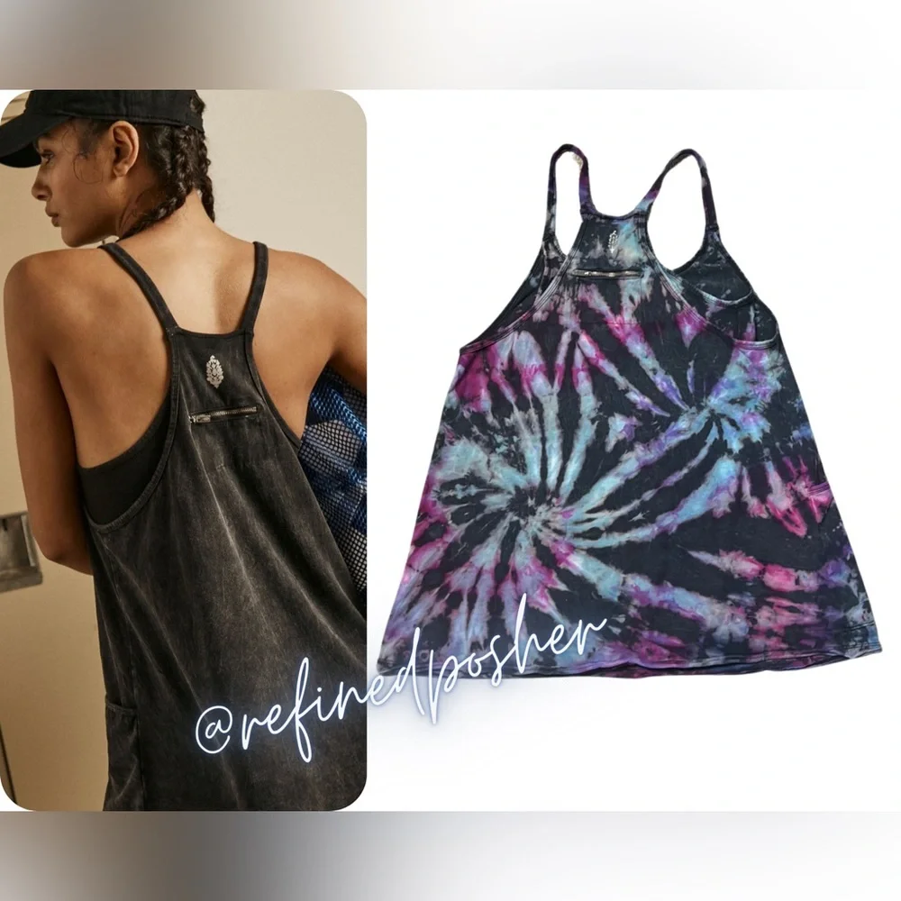 Free People Movement Hot Shot Mini Romper size XS NEW Washed Black Reverse Dye - Picture 2 of 8